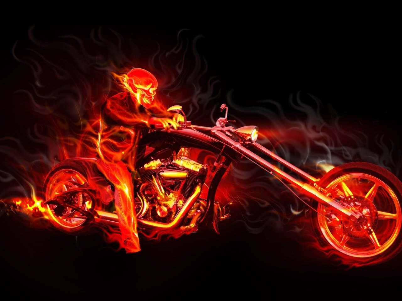 Обои пламя, мотоцикл, череп, flame, motorcycle, skull разрешение 1920x1200 Загрузить