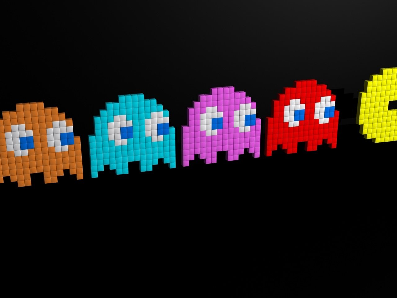 Обои классика, пиксели, пакман, classic, pixels, pacman разрешение 1920x1200 Загрузить