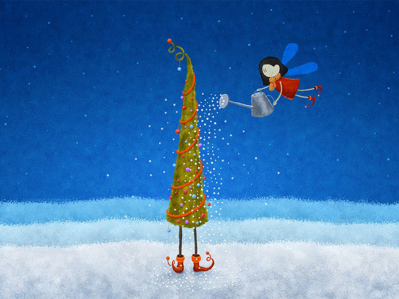 Обои елка, снежинки, эльф, tree, snowflakes, elf разрешение 1920x1200 Загрузить