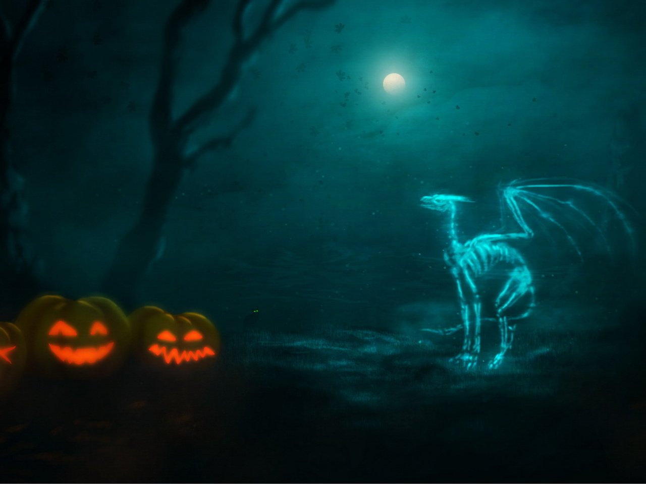 Обои дракон, тыквы, хэлоуин, dragon, pumpkin, halloween разрешение 1920x1200 Загрузить