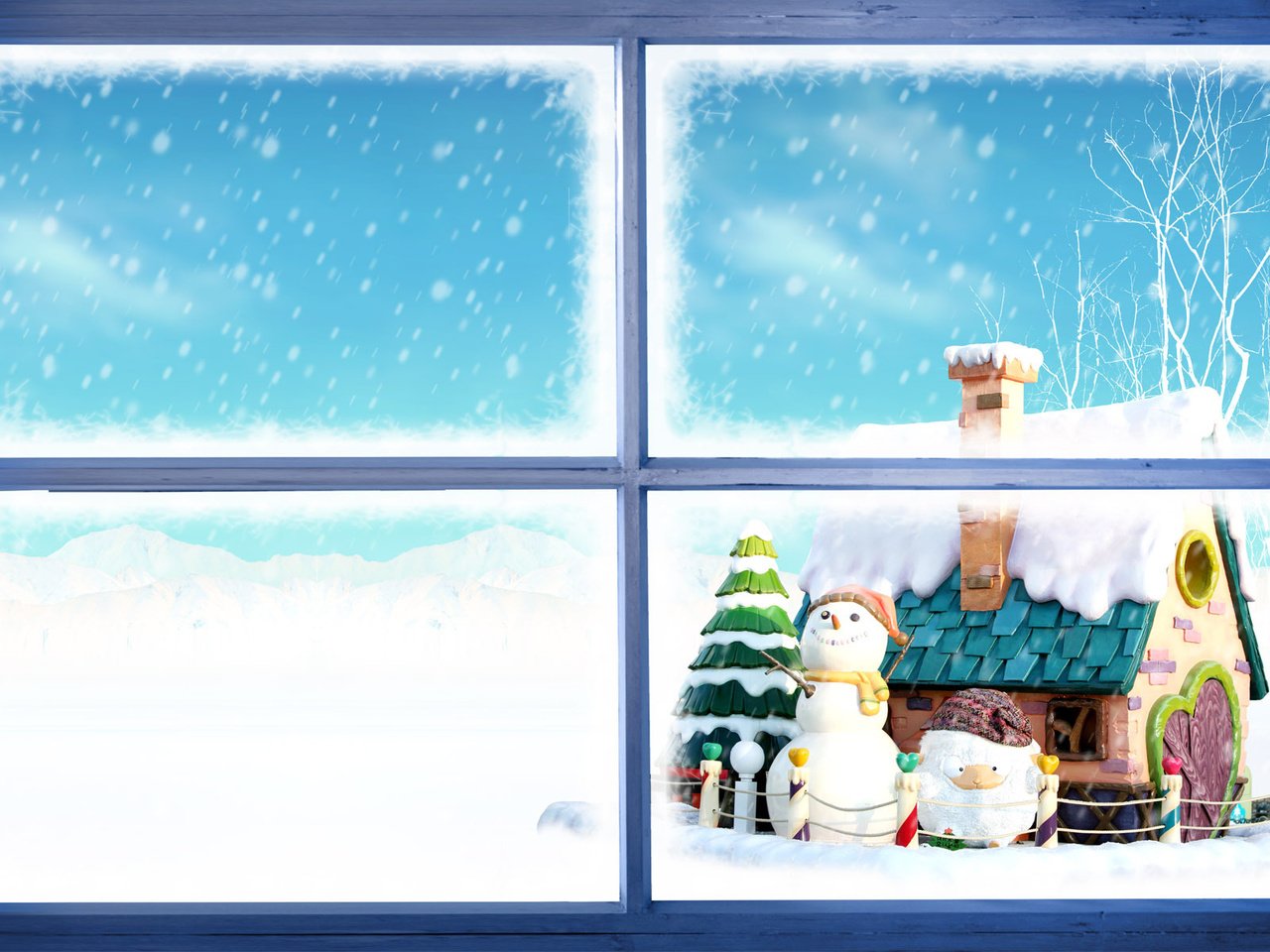 Обои новый год, окно, снеговики, new year, window, snowmen разрешение 1920x1200 Загрузить