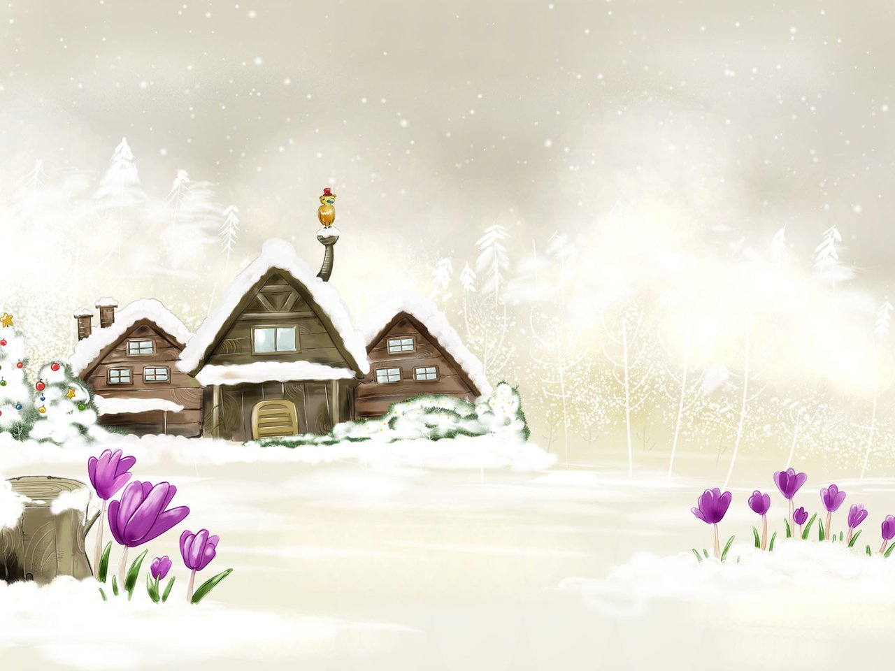 Обои новый год, зима, домики, белый, new year, winter, houses, white разрешение 1920x1200 Загрузить