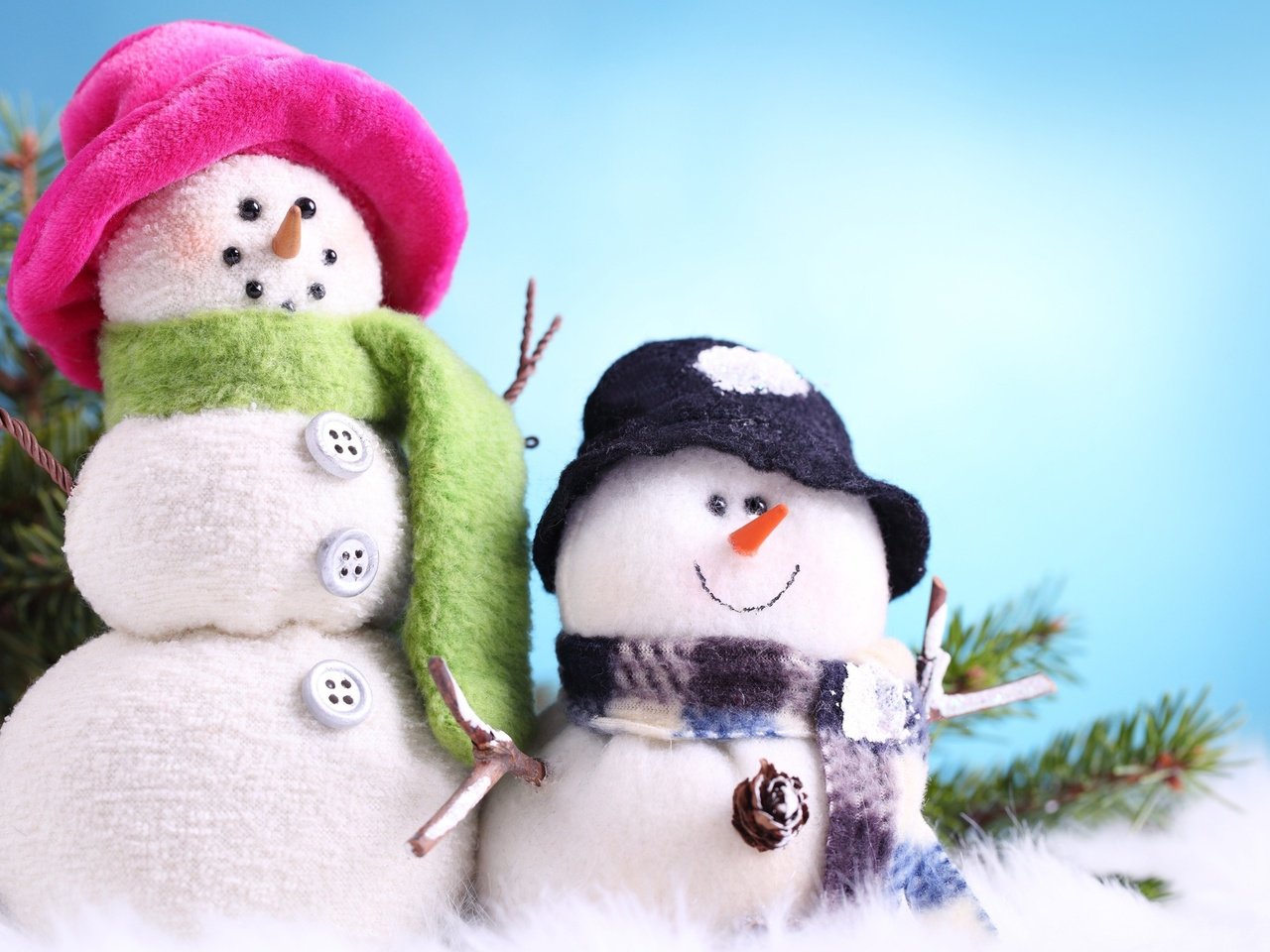 Обои новый год, зима, снеговик, new year, winter, snowman разрешение 2560x1600 Загрузить