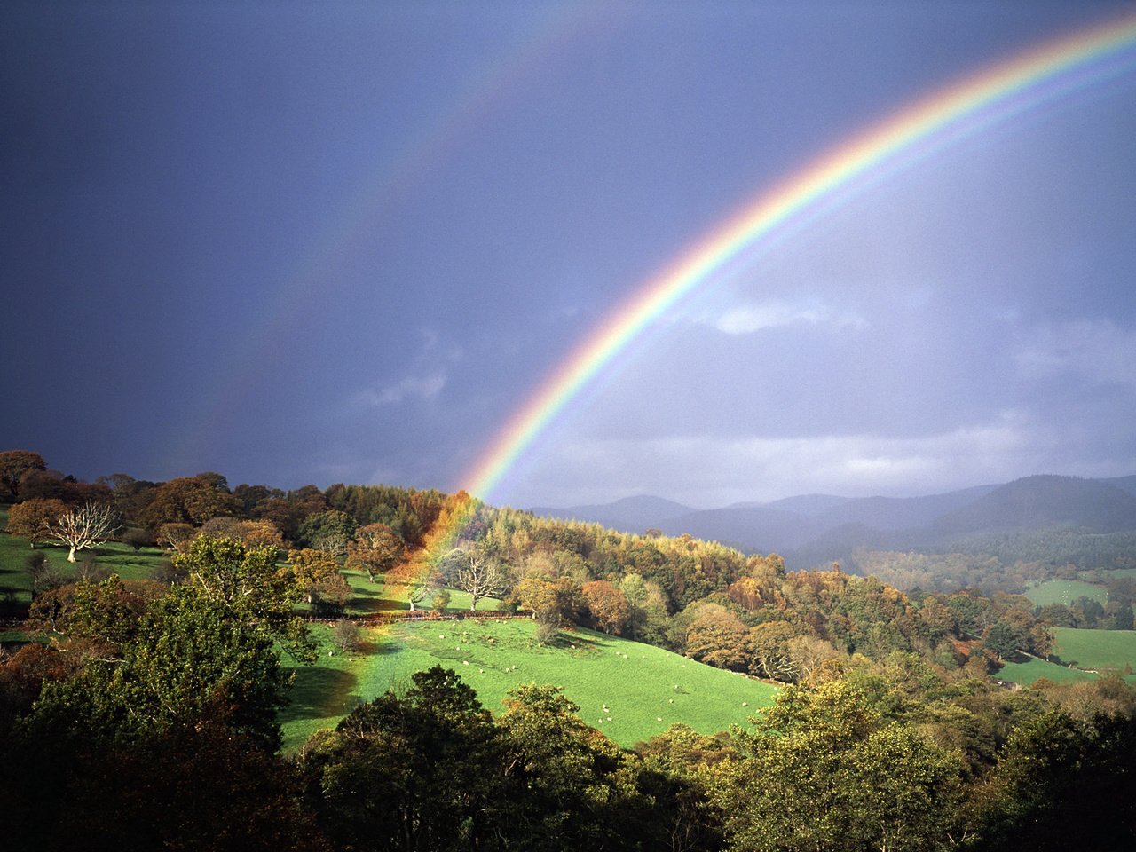 Обои холмы, природа, радуга, hills, nature, rainbow разрешение 1920x1200 Загрузить