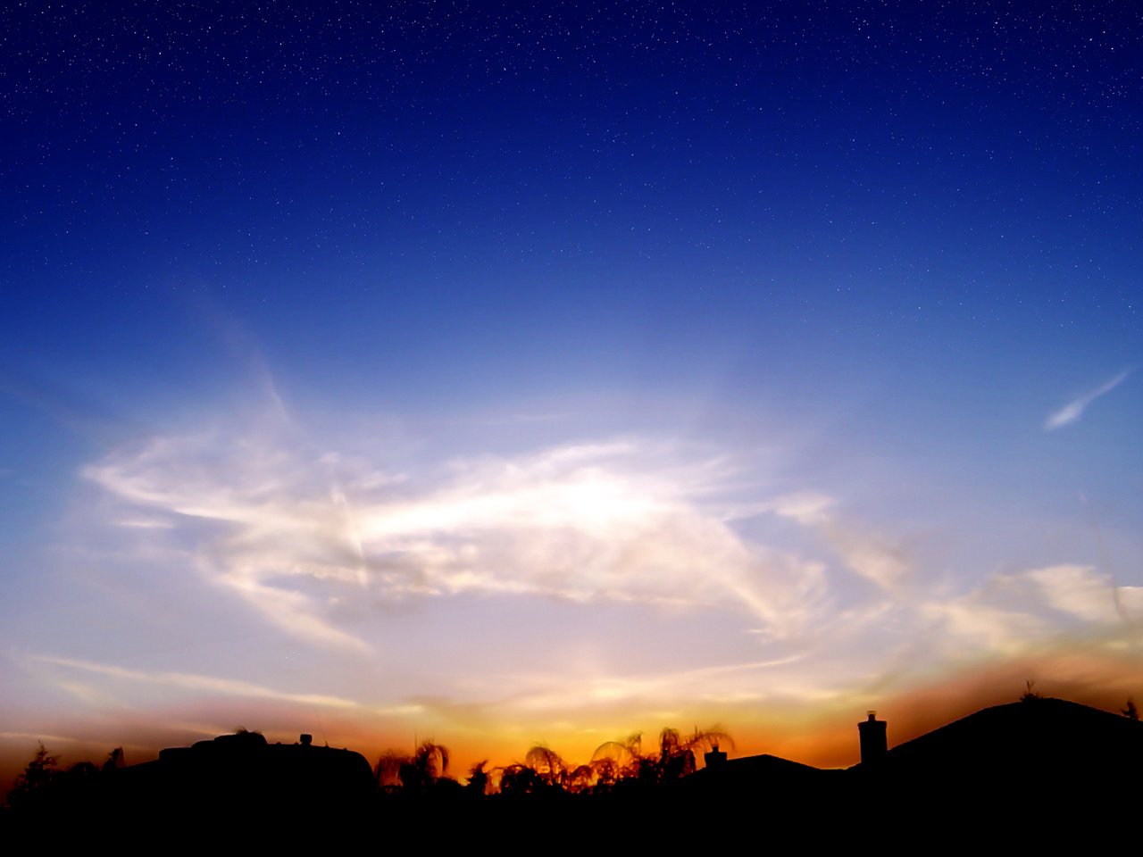 Обои облака, вечер, пейзаж, закат солнца, сумерки, clouds, the evening, landscape, sunset, twilight разрешение 1920x1080 Загрузить