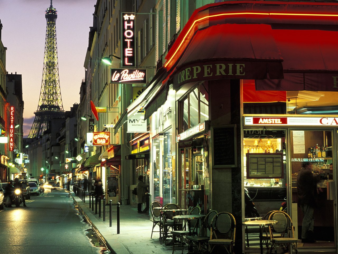 Обои вечер, париж, улица, франция, the evening, paris, street, france разрешение 1920x1080 Загрузить