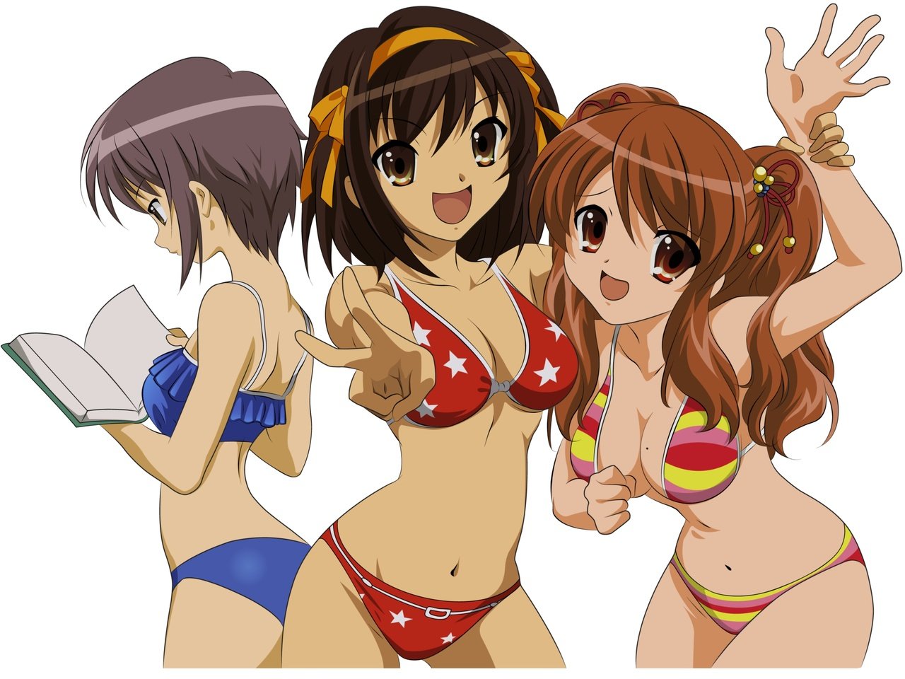 Обои белая, asahina mikuru, nagato yuki, suzumiya haruhi, suzumiya haruhi no yuutsu, duplicate, white разрешение 3072x2286 Загрузить