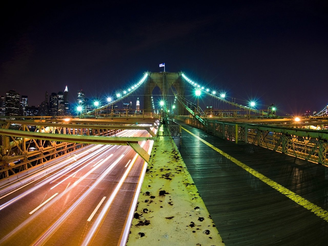 Обои ночь, огни, мост, город, night, lights, bridge, the city разрешение 1920x1080 Загрузить