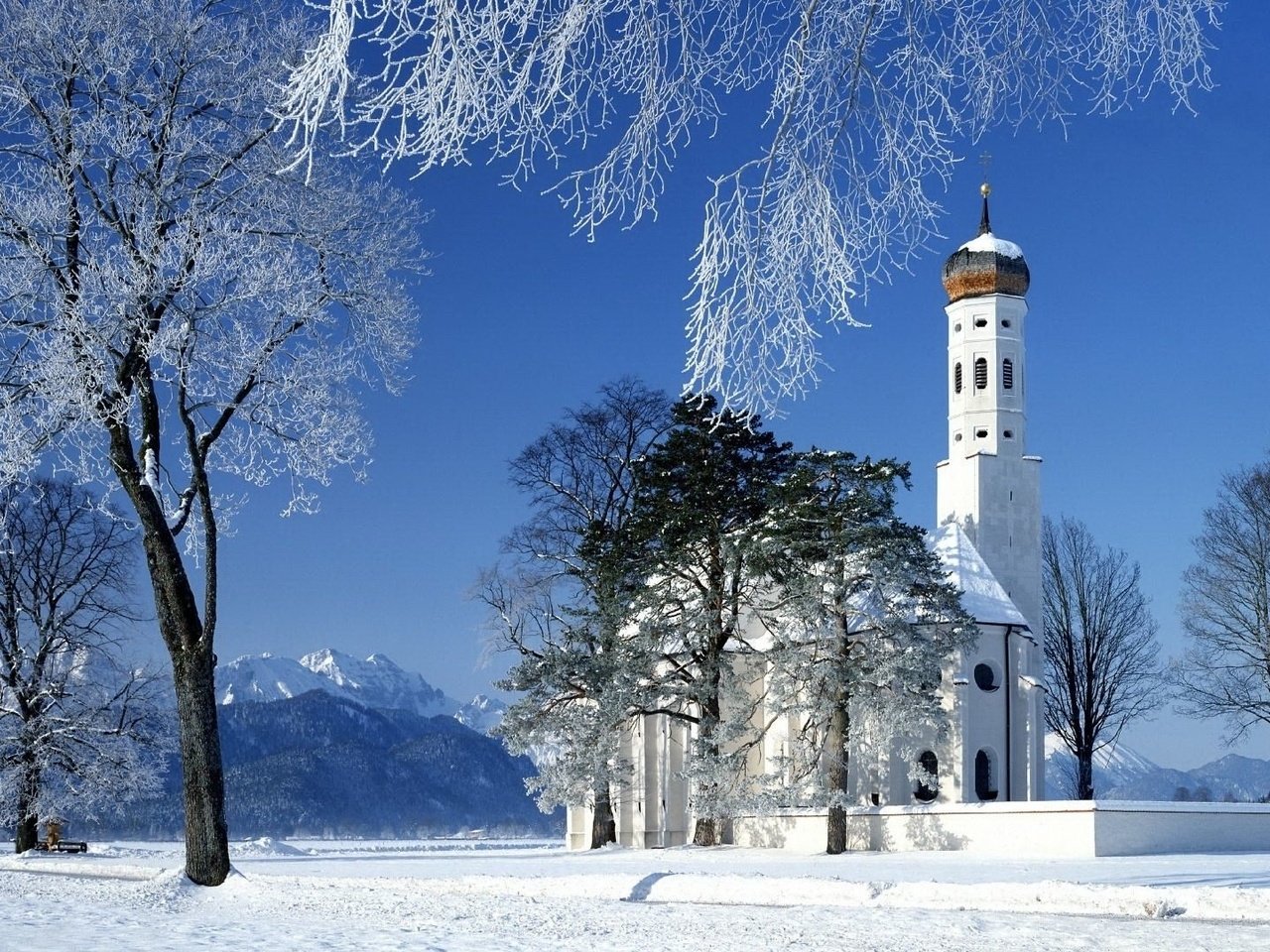 Обои зима, церковь, winter, church разрешение 1920x1080 Загрузить