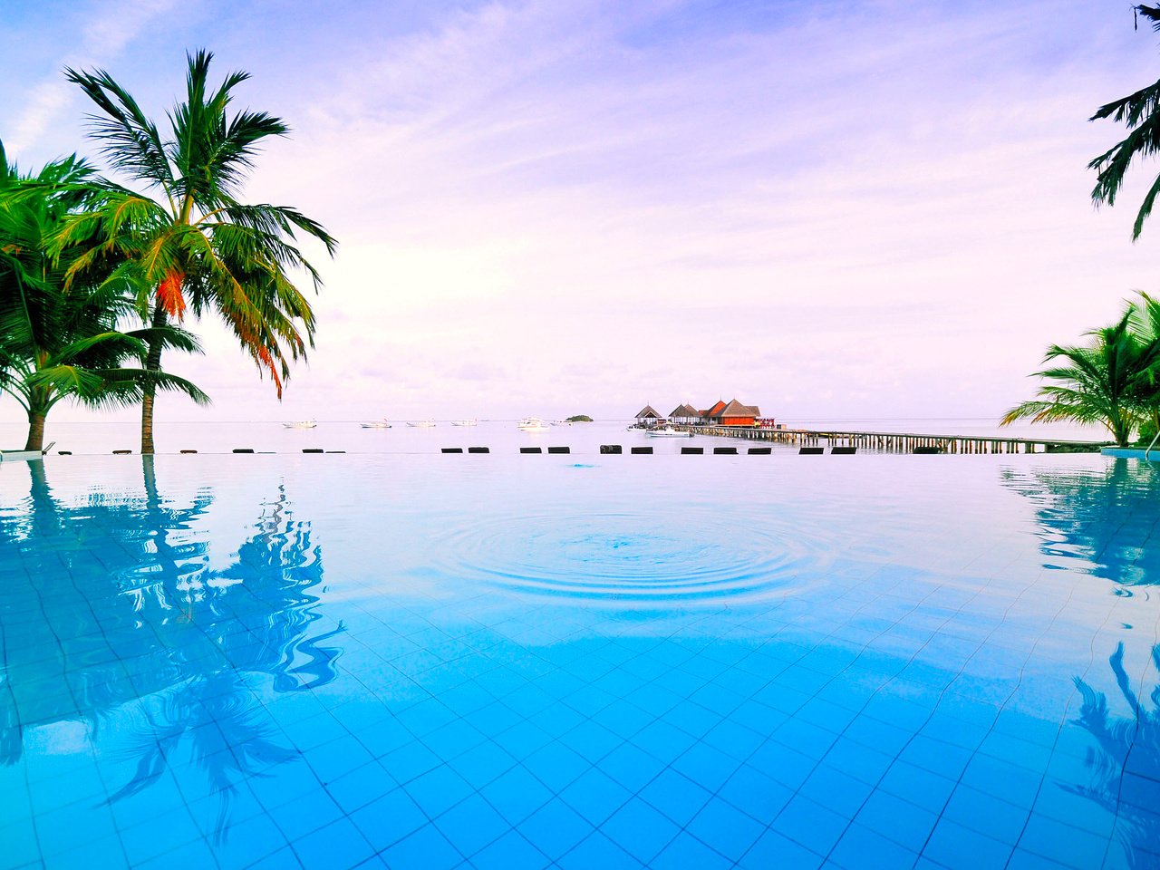 Обои море, бассейн, курорт, тропики, мальдивы, sea, pool, resort, tropics, the maldives разрешение 2560x1600 Загрузить