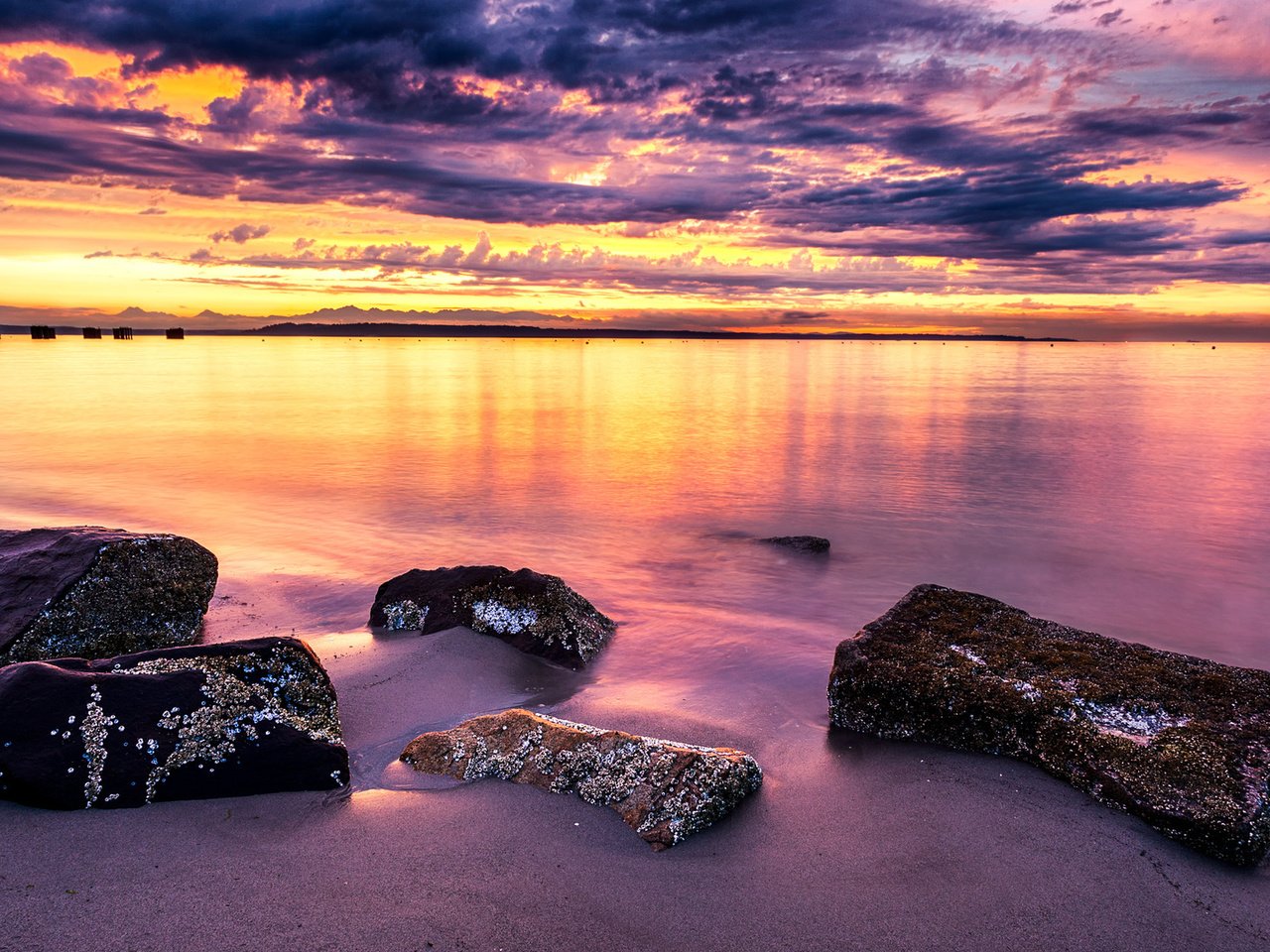 Обои закат, пейзаж, пляж, вашингтон, edmonds, sunset, landscape, beach, washington разрешение 1920x1080 Загрузить