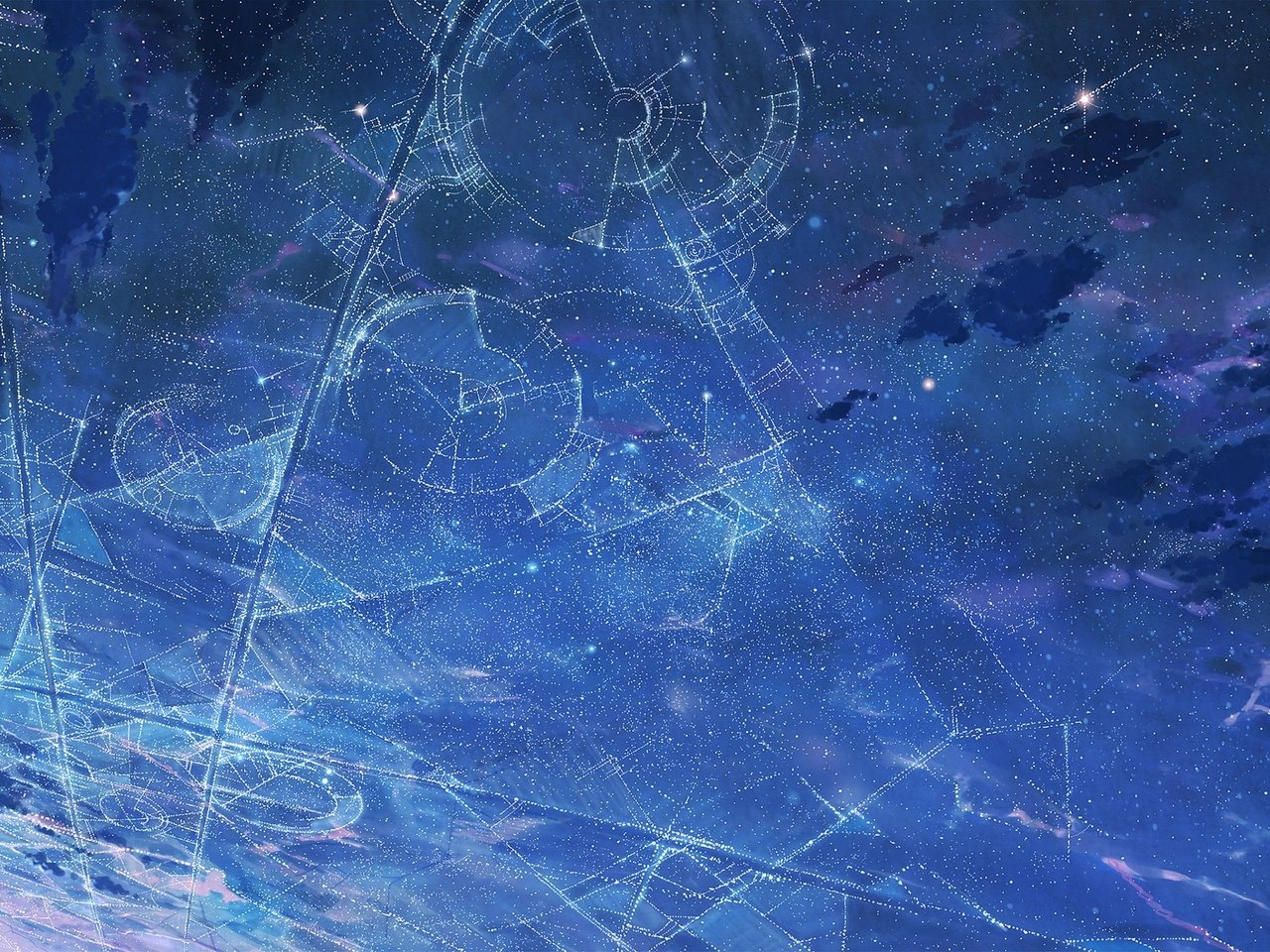 Обои небо, арт, ночь, звезды, аниме, the sky, art, night, stars, anime разрешение 2560x1508 Загрузить