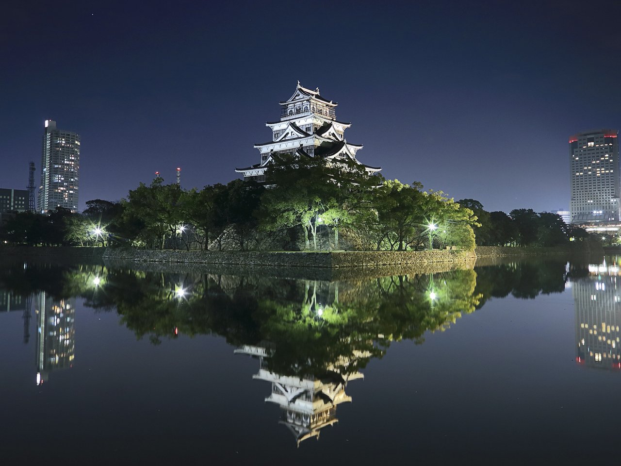 Обои замок хиросима (япония), hiroshima castle (japan) разрешение 1920x1200 Загрузить