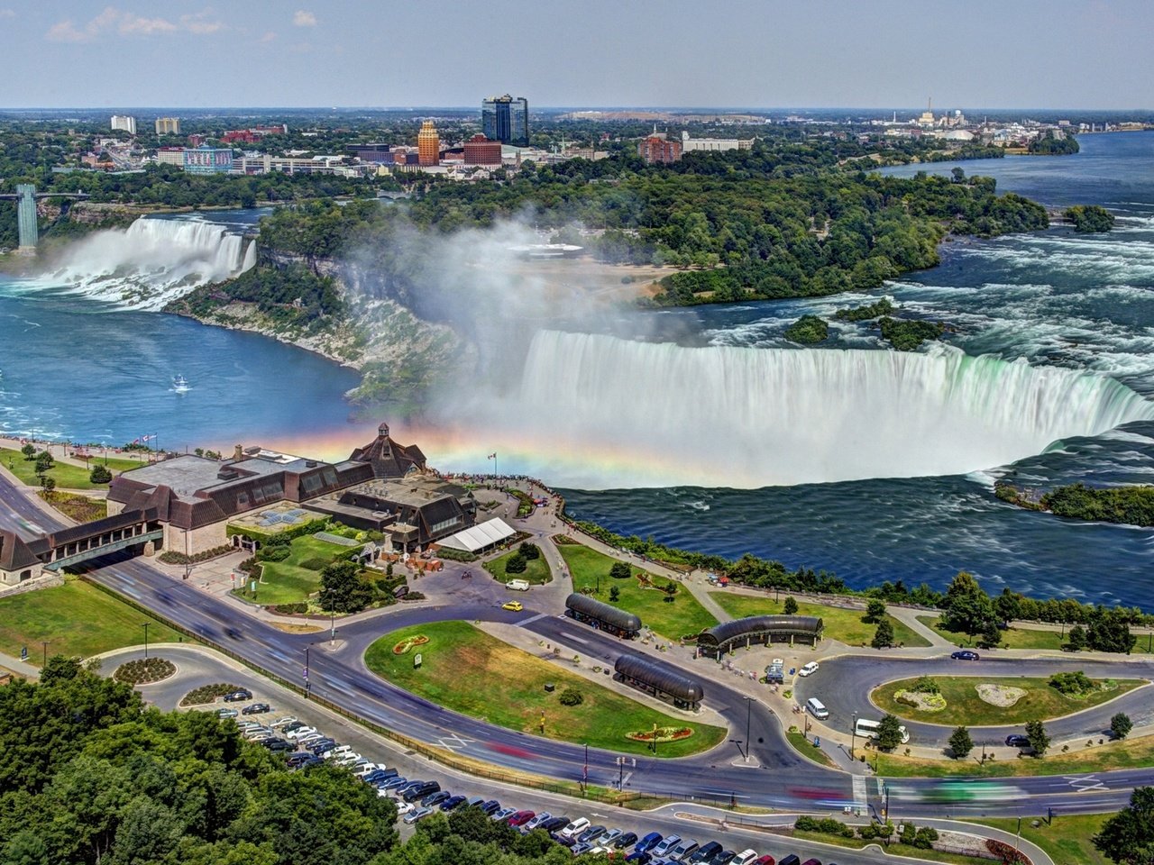 Обои панорама, радуга, канада, онтарио, ниагарский водопад, водопад., panorama, rainbow, canada, ontario, niagara falls, waterfall. разрешение 1920x1200 Загрузить