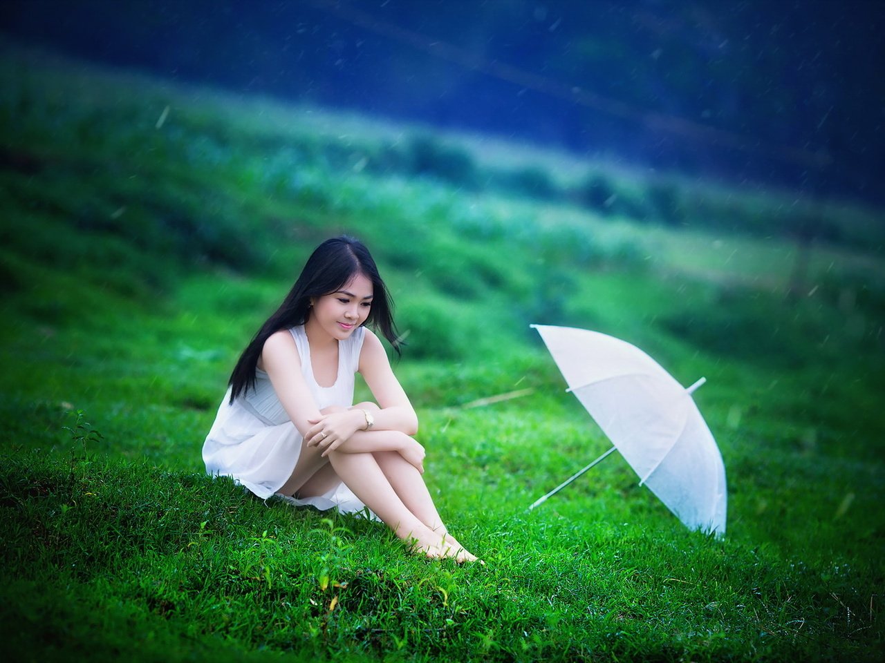 Обои трава, девушка, лето, дождь, зонт, зонтик, азиатка, grass, girl, summer, rain, umbrella, asian разрешение 1920x1200 Загрузить