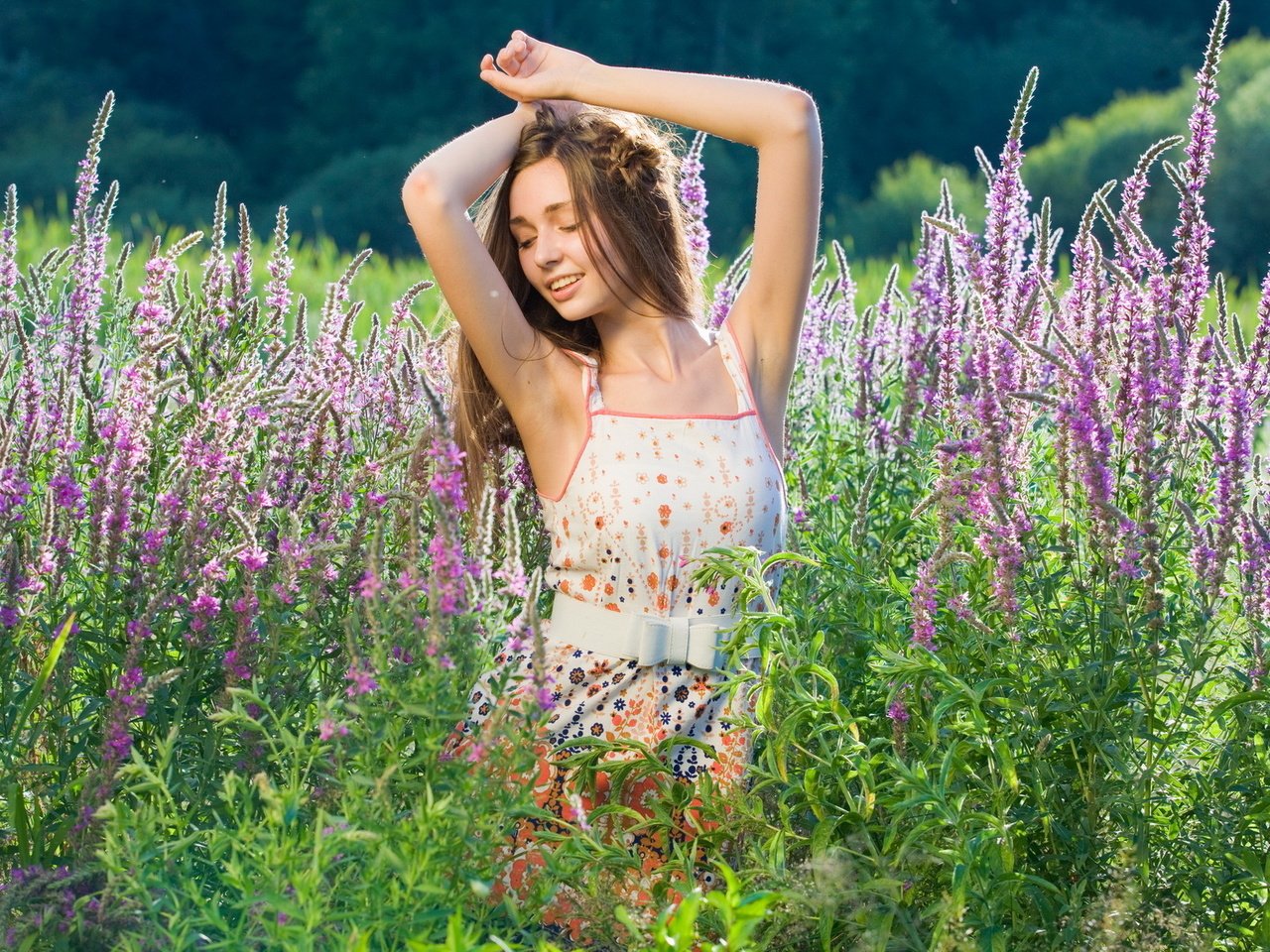 Обои цветы, настроение, поле, лето, девочка, flowers, mood, field, summer, girl разрешение 1920x1280 Загрузить