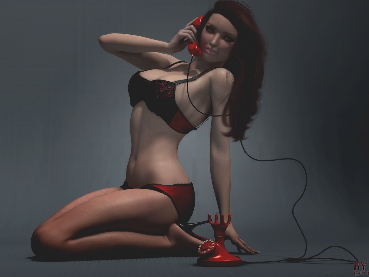 Обои девушка, поза, рендеринг, красное, нижнее белье, 3д, girl, pose, rendering, red, underwear, 3d разрешение 1920x1080 Загрузить