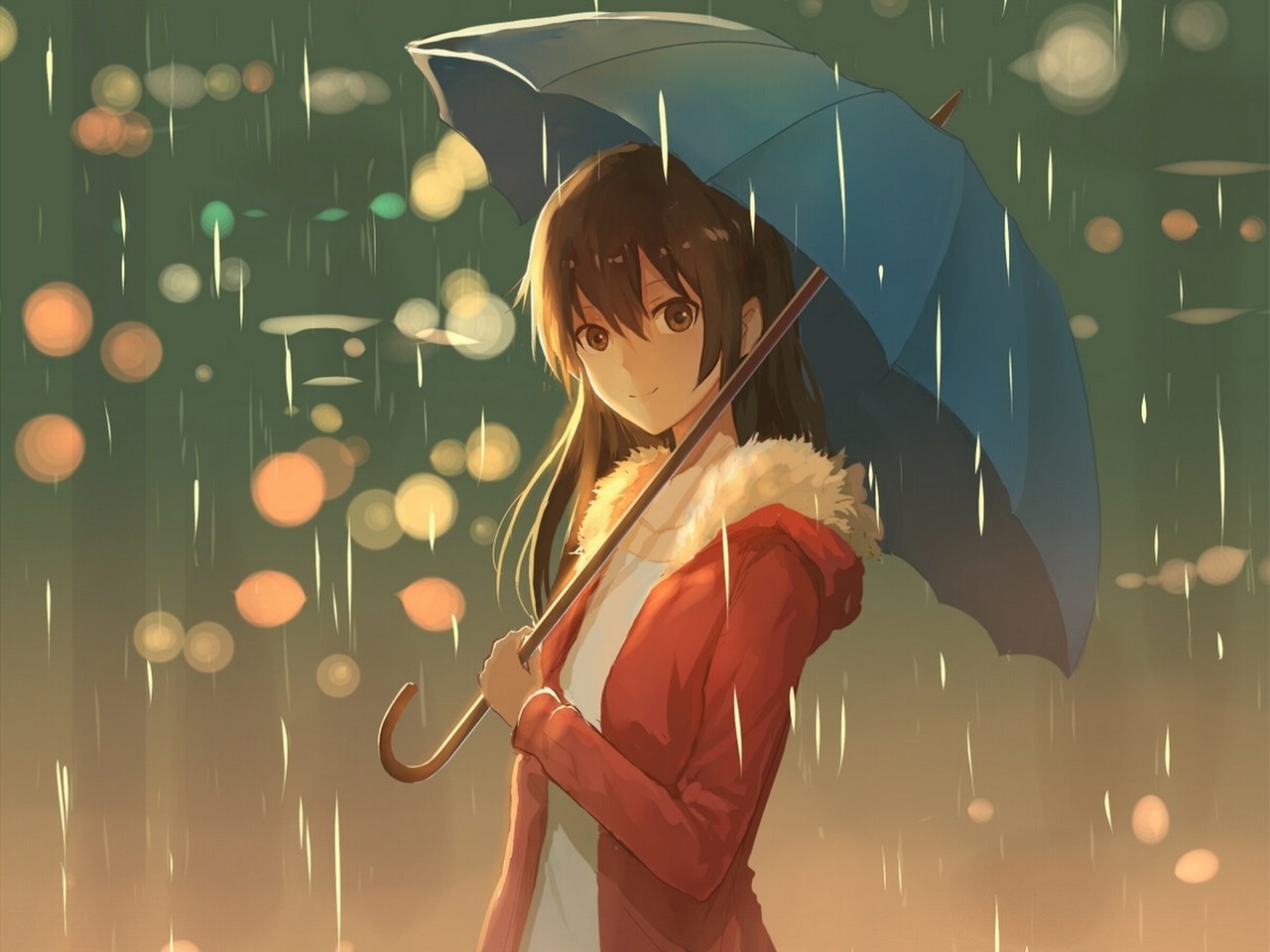 Обои арт, девушка, улыбка, аниме, дождь, зонт, art, girl, smile, anime, rain, umbrella разрешение 1920x1567 Загрузить