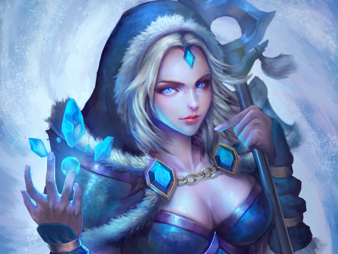 Обои арт, девушка, кристаллы, dota 2, crystal maiden, rylai, art, girl, crystals разрешение 1920x1488 Загрузить