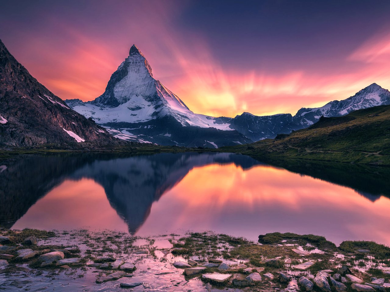 Обои озеро, горы, отражение, маттерхорн, lake, mountains, reflection, matterhorn разрешение 2000x1333 Загрузить