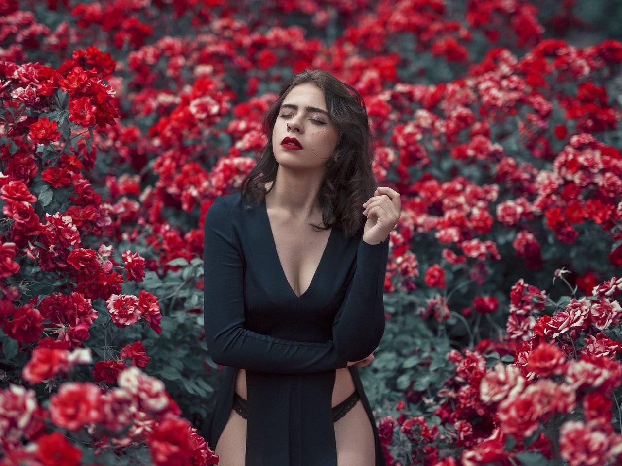 Обои цветы, девушка, лицо, помада, flowers, girl, face, lipstick разрешение 2048x1365 Загрузить