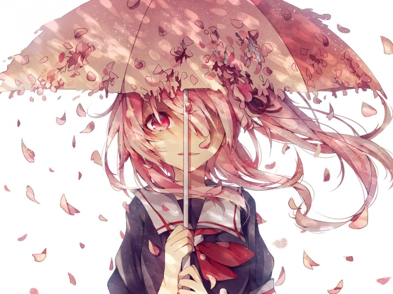 Обои арт, девушка, лепестки, зонт, слезы, kantai collection, art, girl, petals, umbrella, tears разрешение 3840x2400 Загрузить