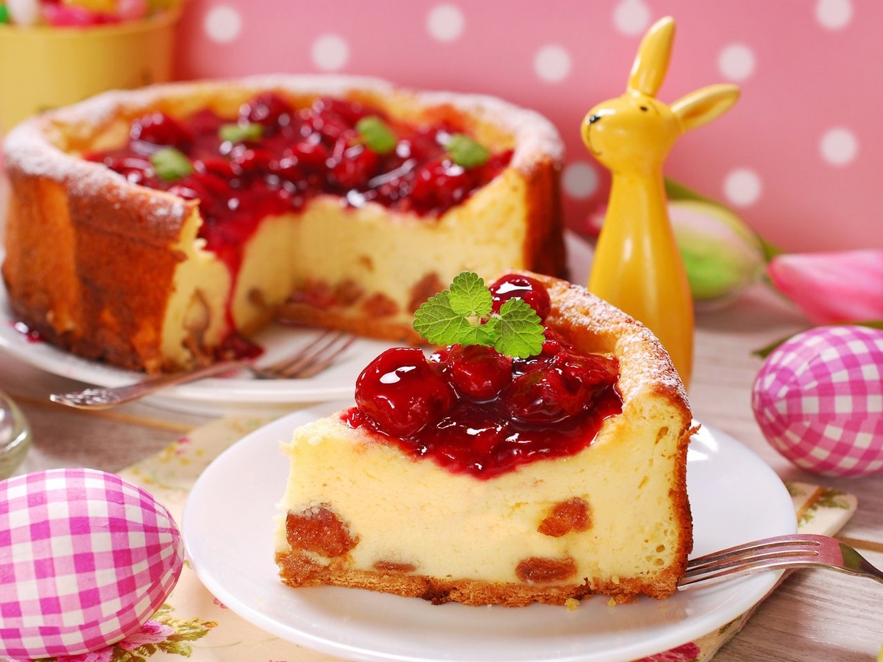 Обои мята, вишня, выпечка, пирог, mint, cherry, cakes, pie разрешение 1920x1286 Загрузить