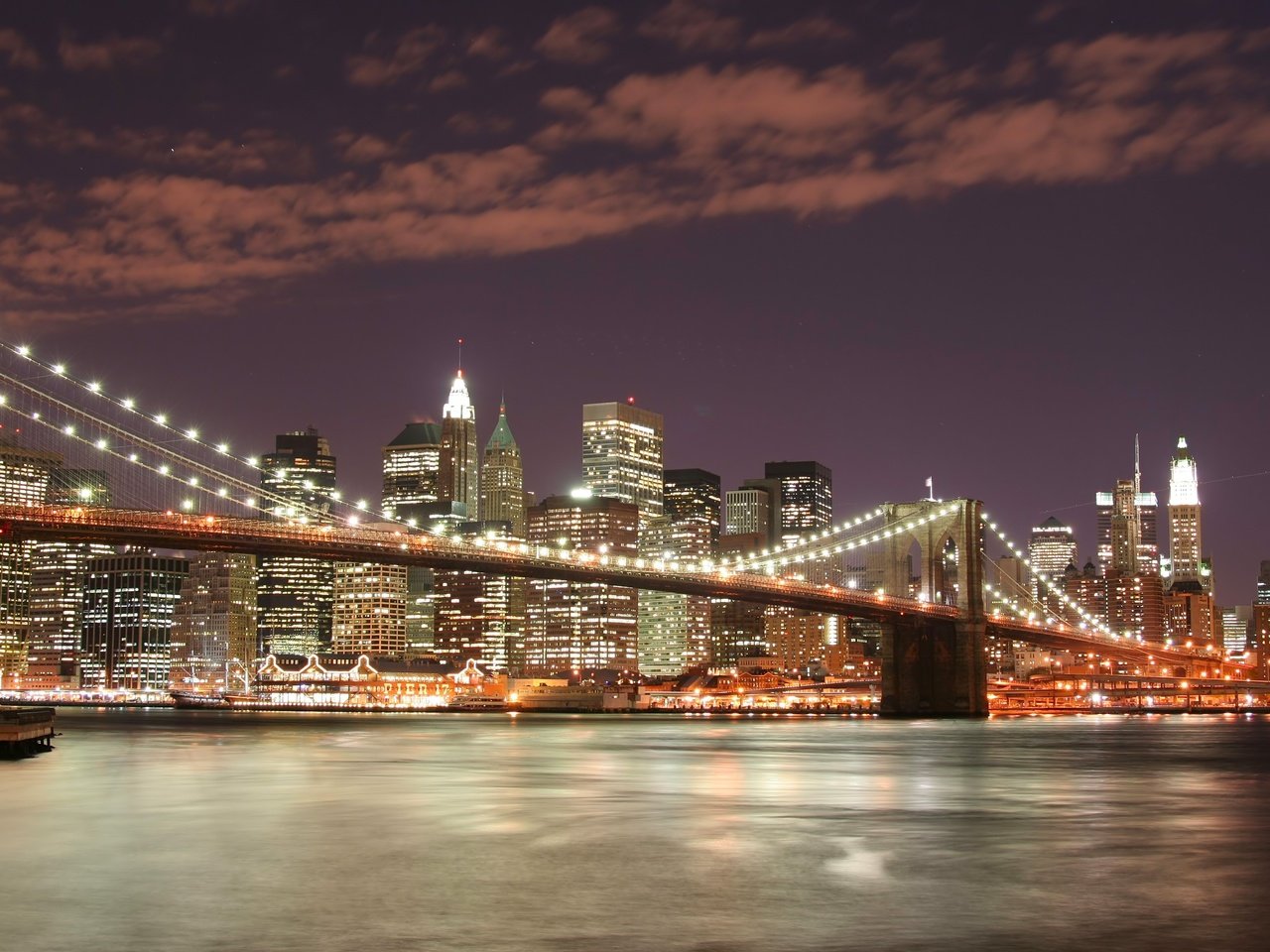 Обои ночь, огни, мост, нью-йорк, бруклинский мост, night, lights, bridge, new york, brooklyn bridge разрешение 3456x2304 Загрузить