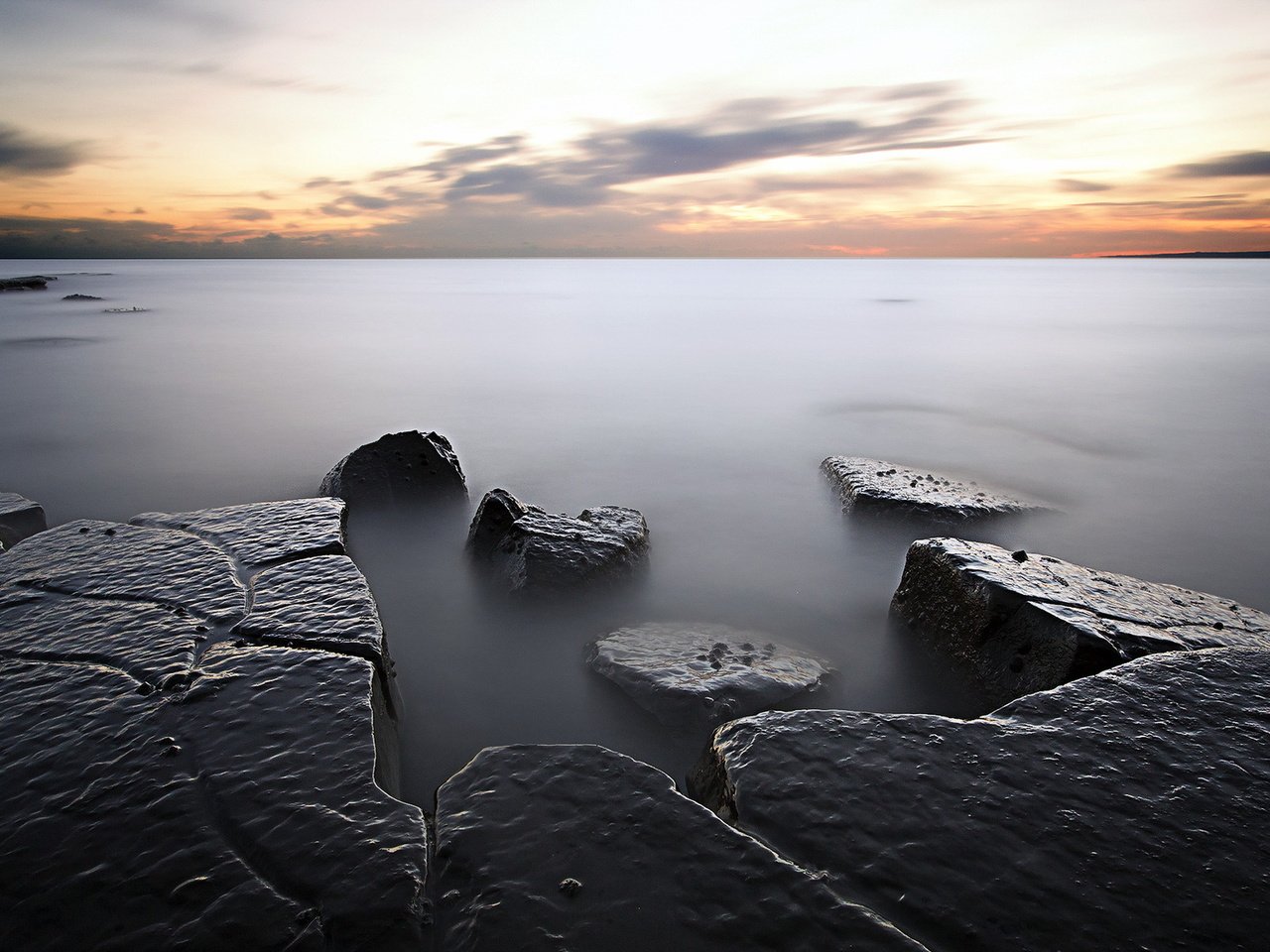 Обои небо, скалы, берег, пейзаж, море, горизонт, the sky, rocks, shore, landscape, sea, horizon разрешение 1920x1200 Загрузить