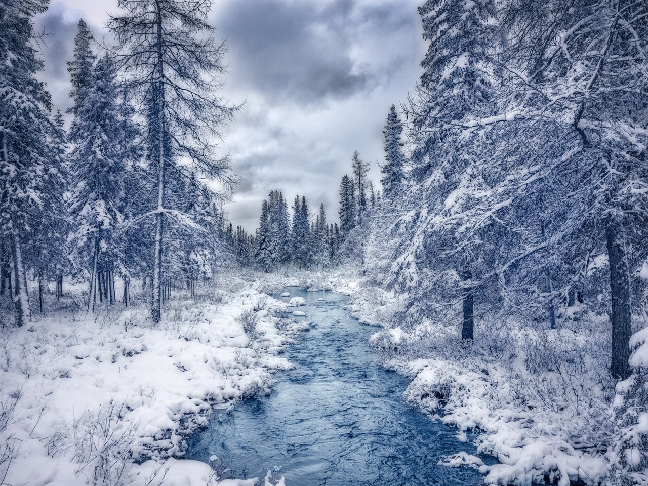 Обои река, природа, лес, зима, ручей, канада, квебек, river, nature, forest, winter, stream, canada, qc разрешение 2880x1800 Загрузить