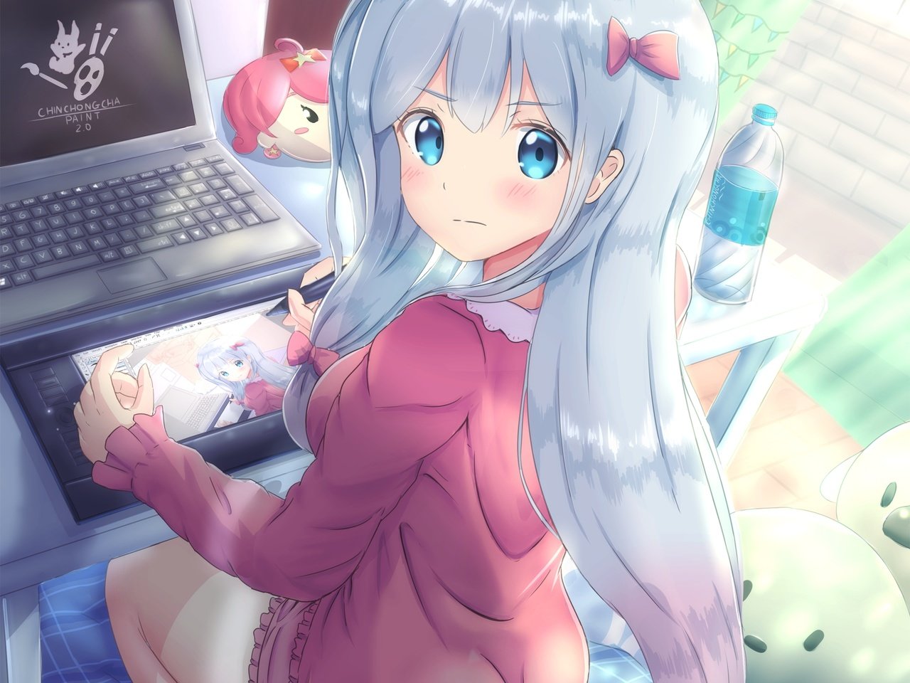 Обои комната, тетрадь, длинные волосы, сидя, eromanga-sensei, изуми сагири, room, notebook, long hair, sitting, izumi sagiri разрешение 2000x2829 Загрузить