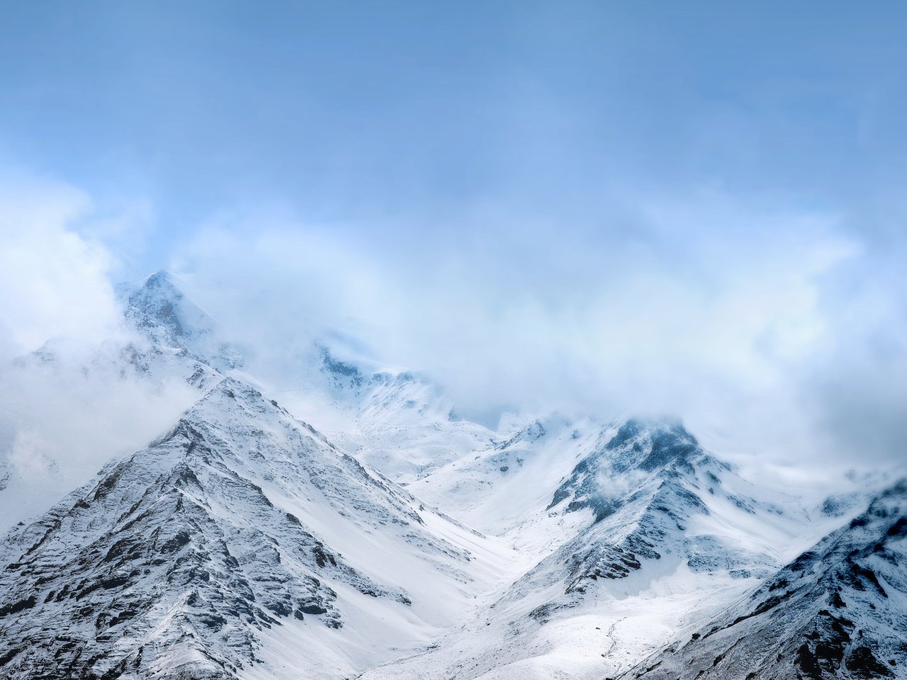 Обои небо, горы, снег, природа, туман, alphaz33, the sky, mountains, snow, nature, fog разрешение 2880x1920 Загрузить