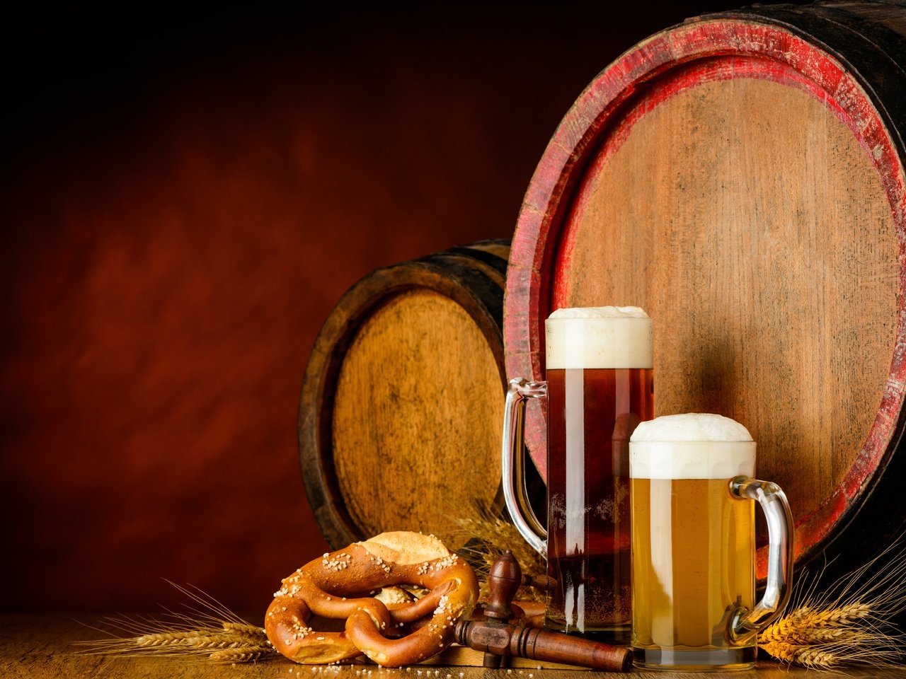 Обои колосья, стаканы, пиво, бочки, пена, крендель, ears, glasses, beer, barrels, foam, pretzel разрешение 7105x4912 Загрузить