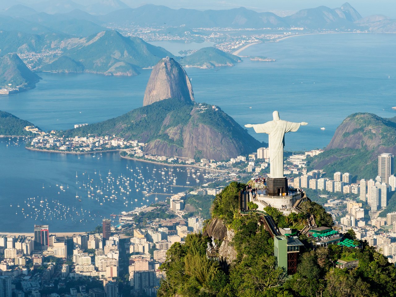Обои панорама, город, бразилия, рио-де-жанейро, panorama, the city, brazil, rio de janeiro разрешение 3840x2400 Загрузить