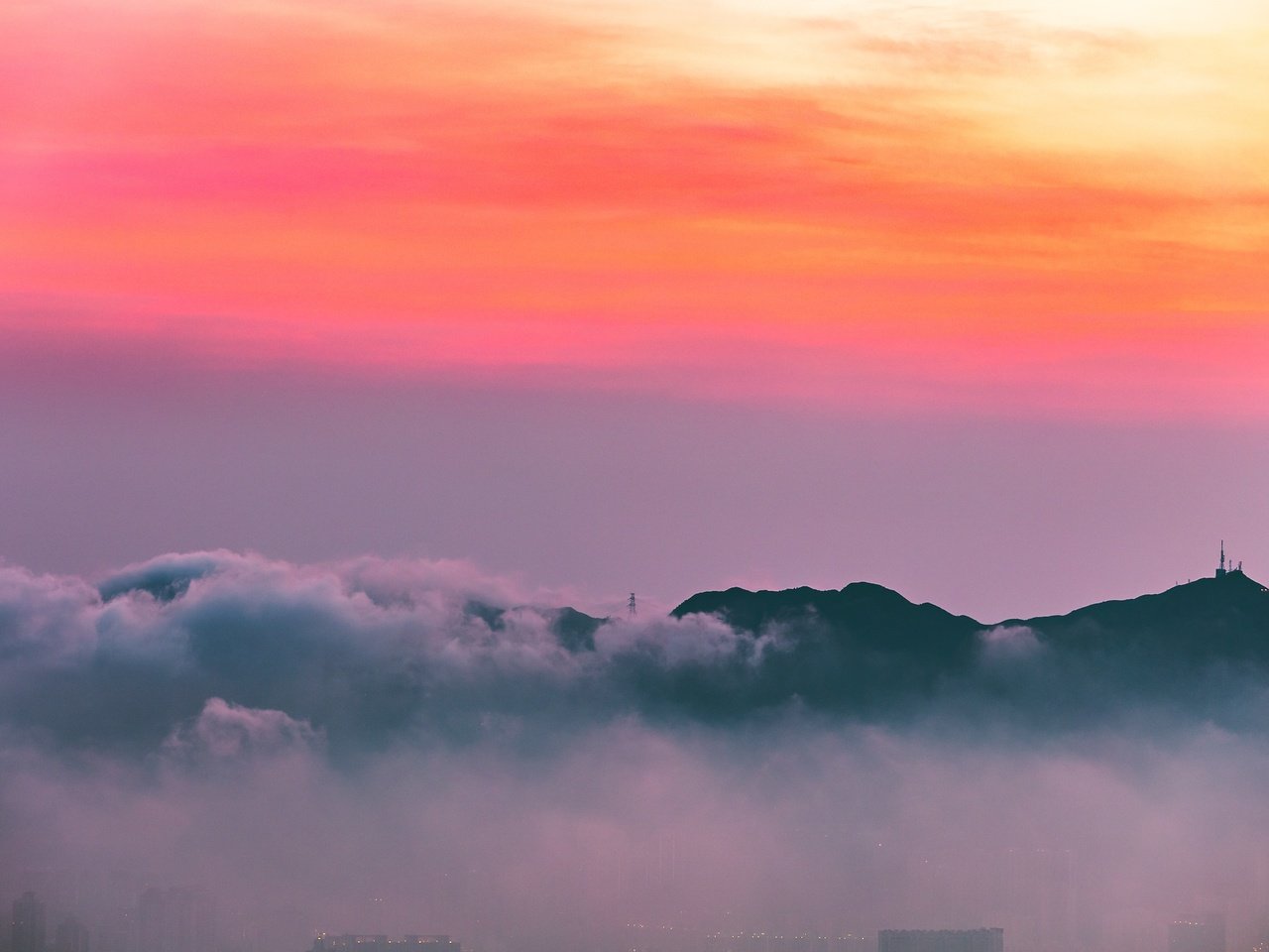 Обои облака, горы, закат, горизонт, clouds, mountains, sunset, horizon разрешение 5472x3648 Загрузить