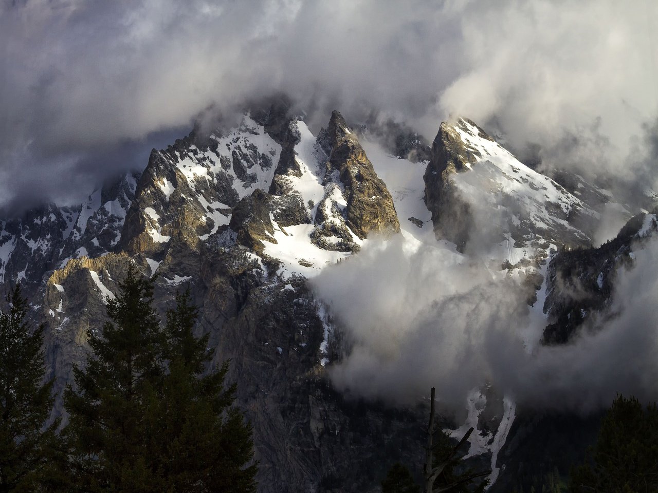 Обои горы, снег, гранд -титон национальный парк, mountains, snow, grand teton national park разрешение 5184x3456 Загрузить