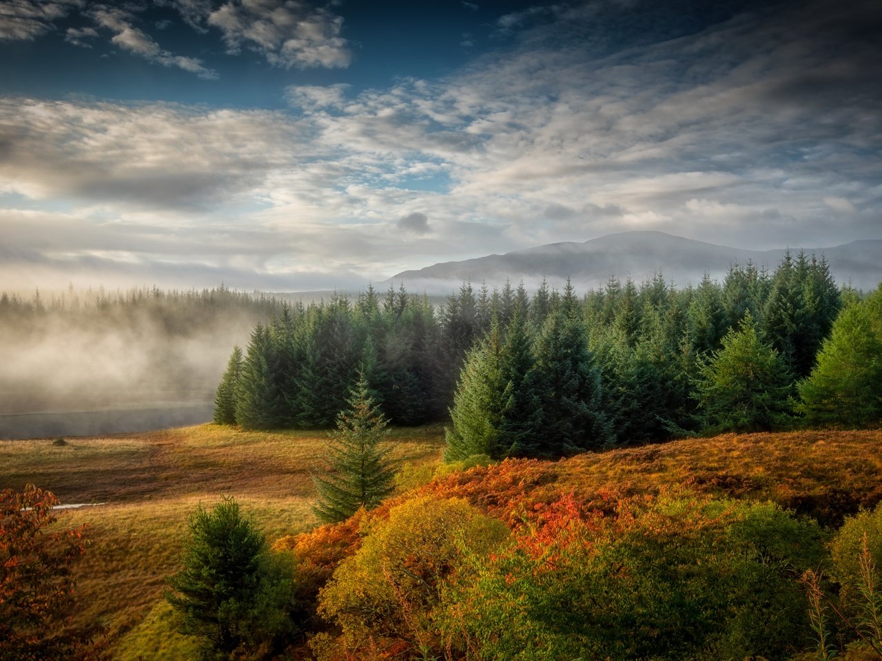 Обои река, туман, осень, шотландия, river, fog, autumn, scotland разрешение 7952x4872 Загрузить