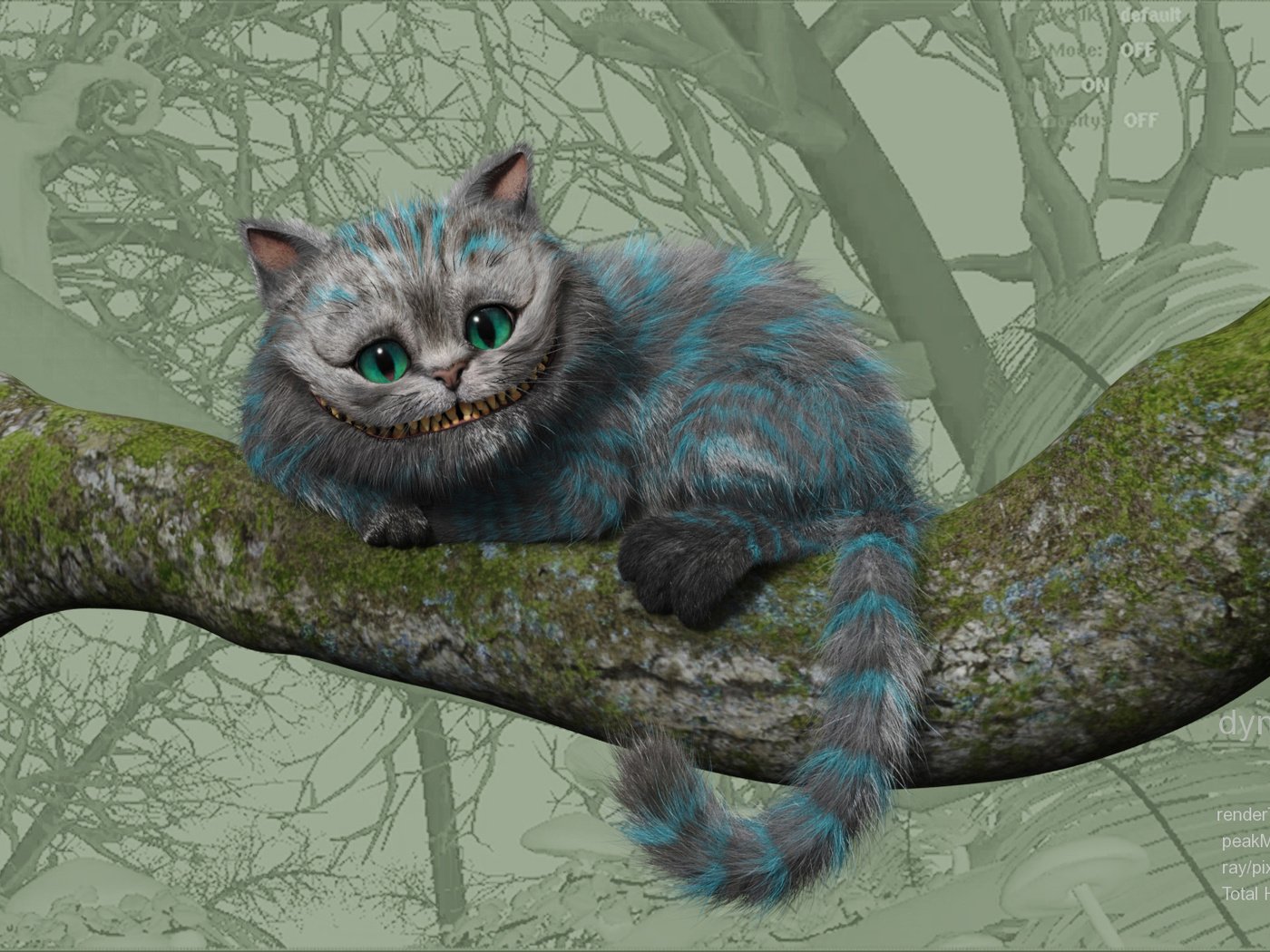 Обои чеширский кот, алиса, в стране чудес, cheshire cat, alice, in wonderland разрешение 1920x1080 Загрузить