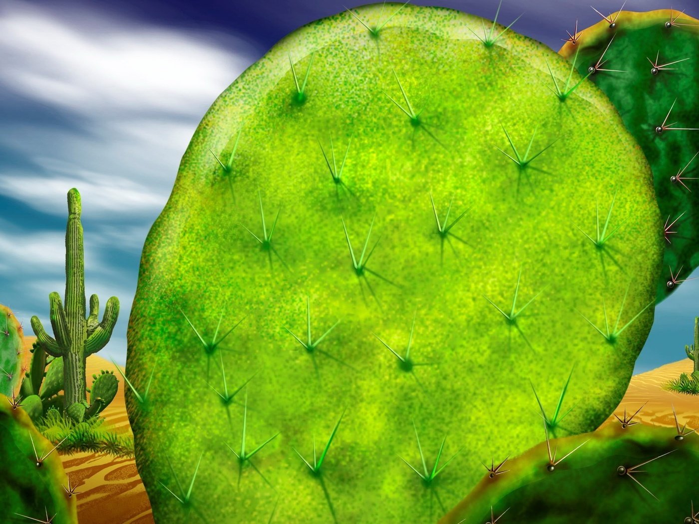 Обои зелёный, пустыня, кактус, green, desert, cactus разрешение 1920x1200 Загрузить