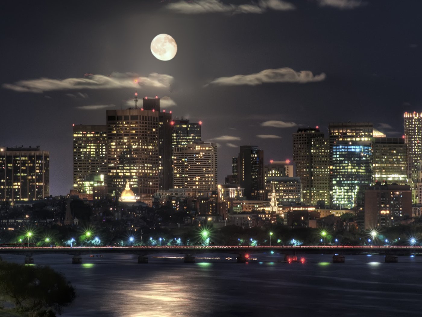 Обои ночь, луна, здания, moon, бостон, night, the moon, building, boston разрешение 4136x2758 Загрузить