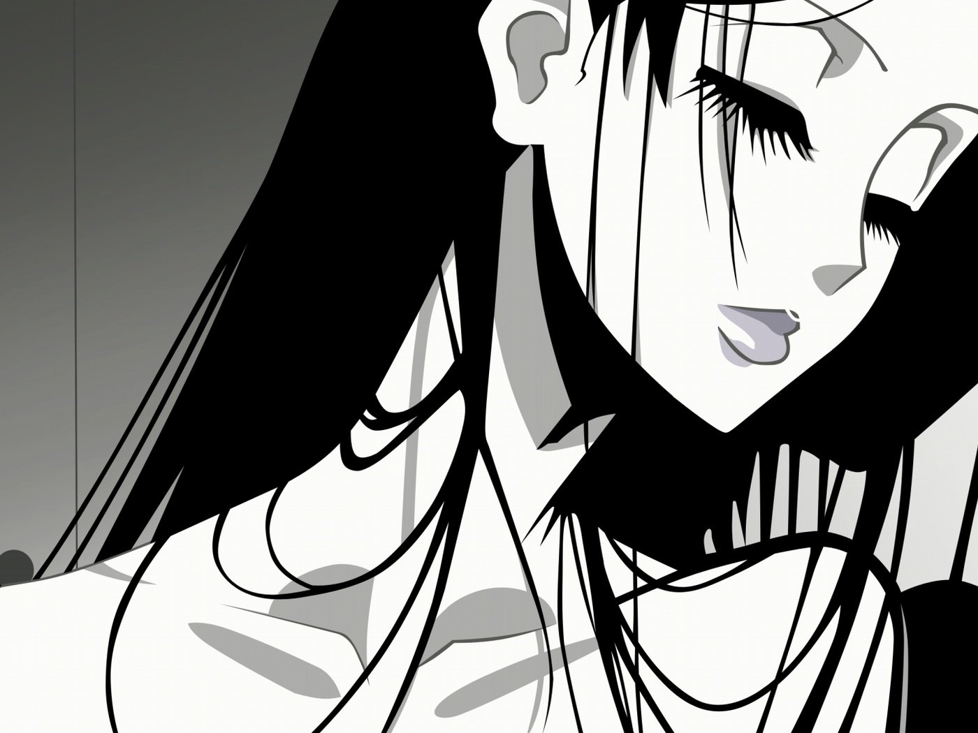 Обои девушка, настроение, чёрно-белое, манга, girl, mood, black and white, manga разрешение 1920x1079 Загрузить