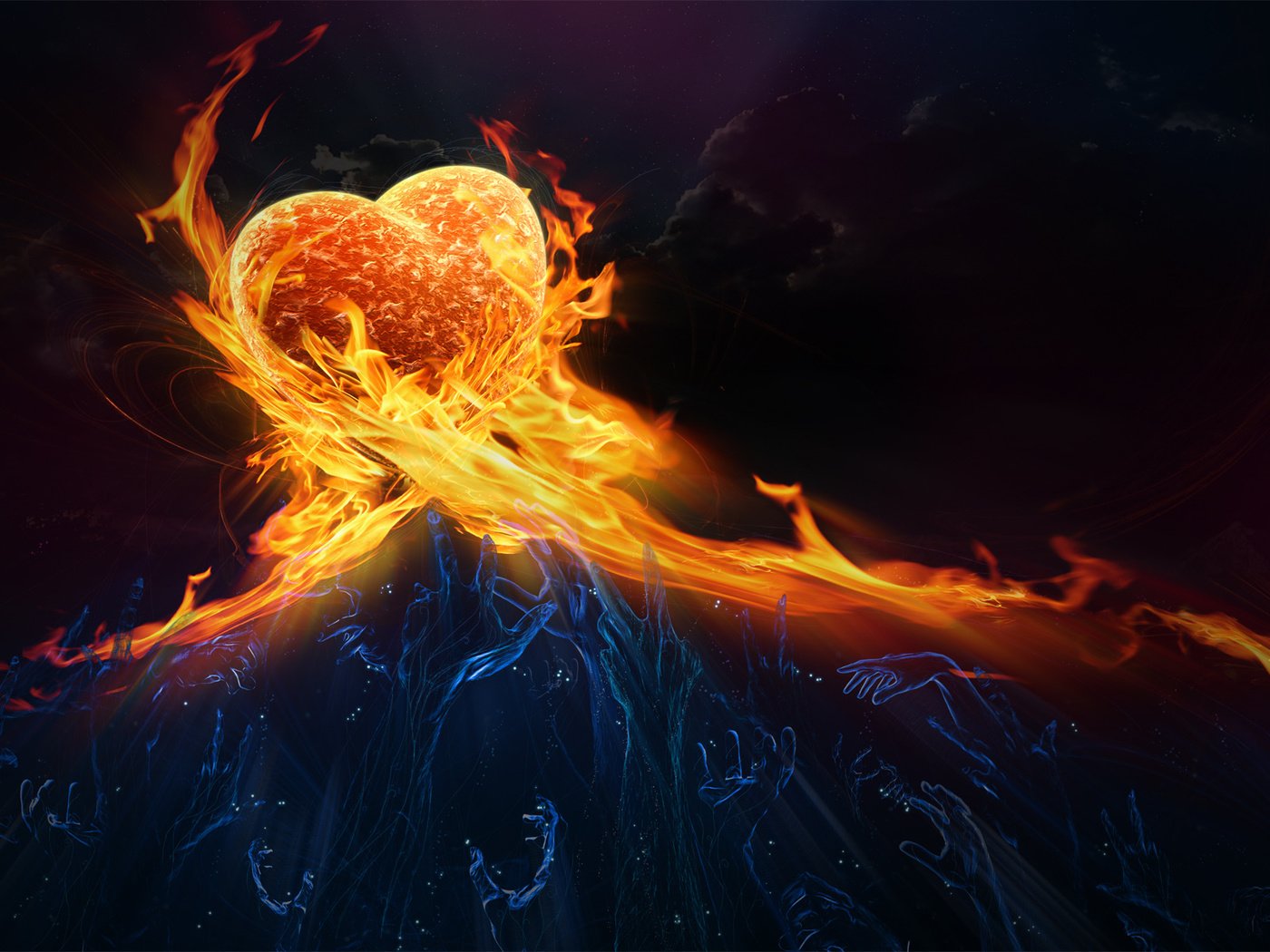 Обои огонь, сердце, руки, чувства, fire, heart, hands, feelings разрешение 1920x1200 Загрузить