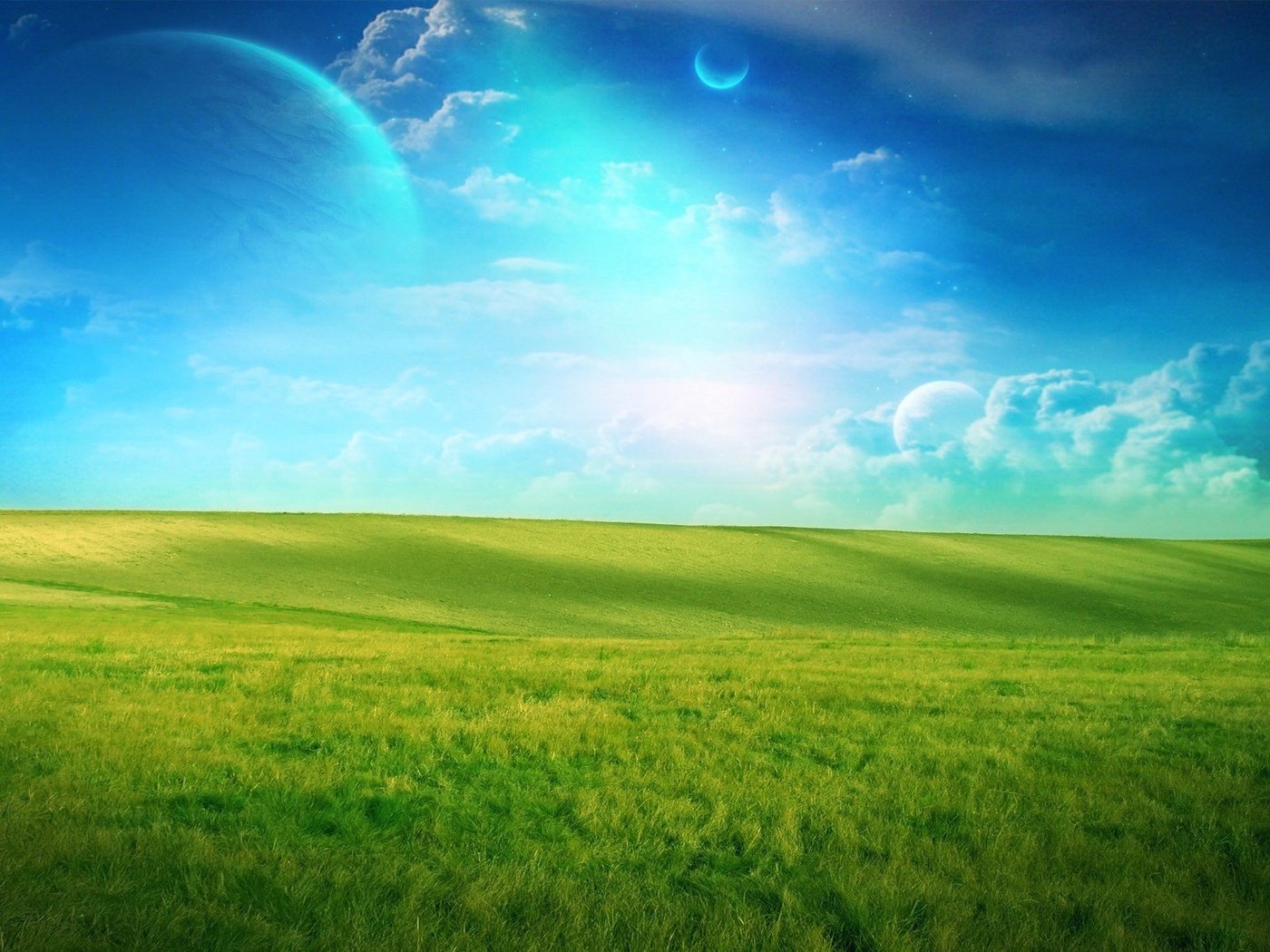 Обои облака, зелёный, поле, планета, clouds, green, field, planet разрешение 1920x1200 Загрузить