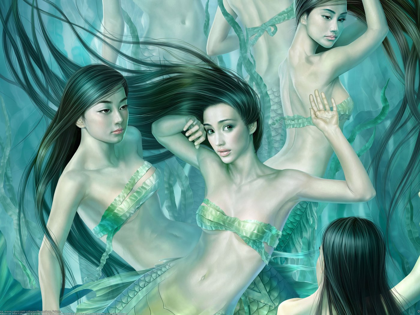 Обои вода, девушки, водоросли, tang yuehu, русалки, tang yuehui - mermaid, water, girls, algae, mermaid разрешение 2560x1600 Загрузить