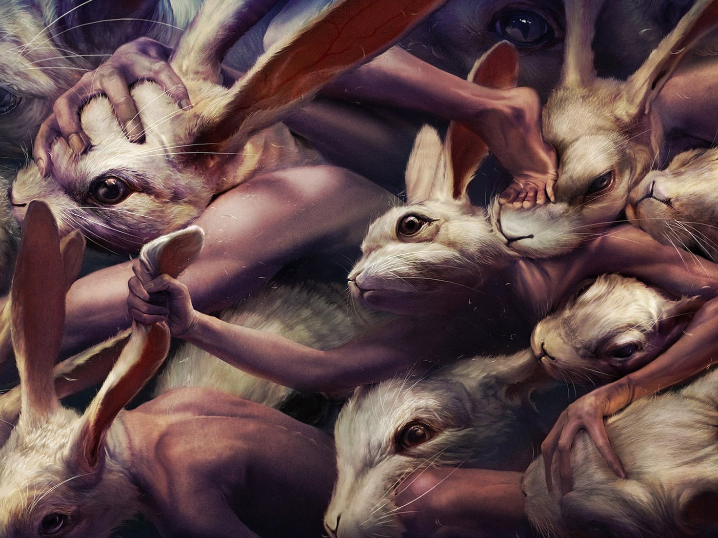 Обои кролики, ryohei hase, драка, мутанты, rabbits, fight, mutants разрешение 1920x1080 Загрузить