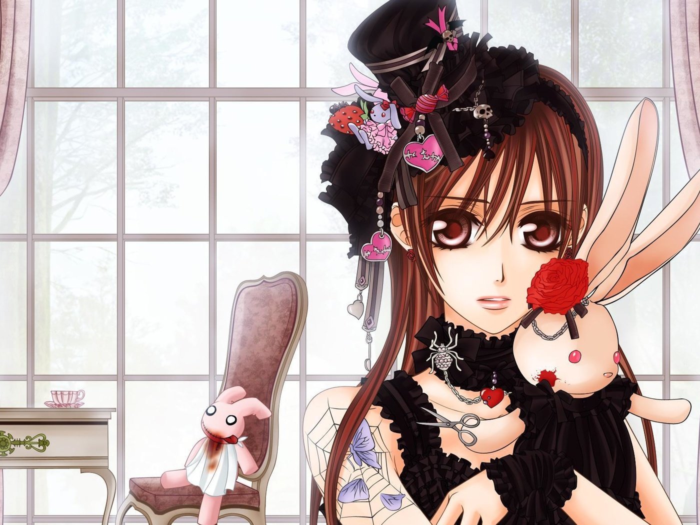 Обои девушка, розы, игрушки, кролики, vampire knight, girl, roses, toys, rabbits разрешение 1920x1170 Загрузить