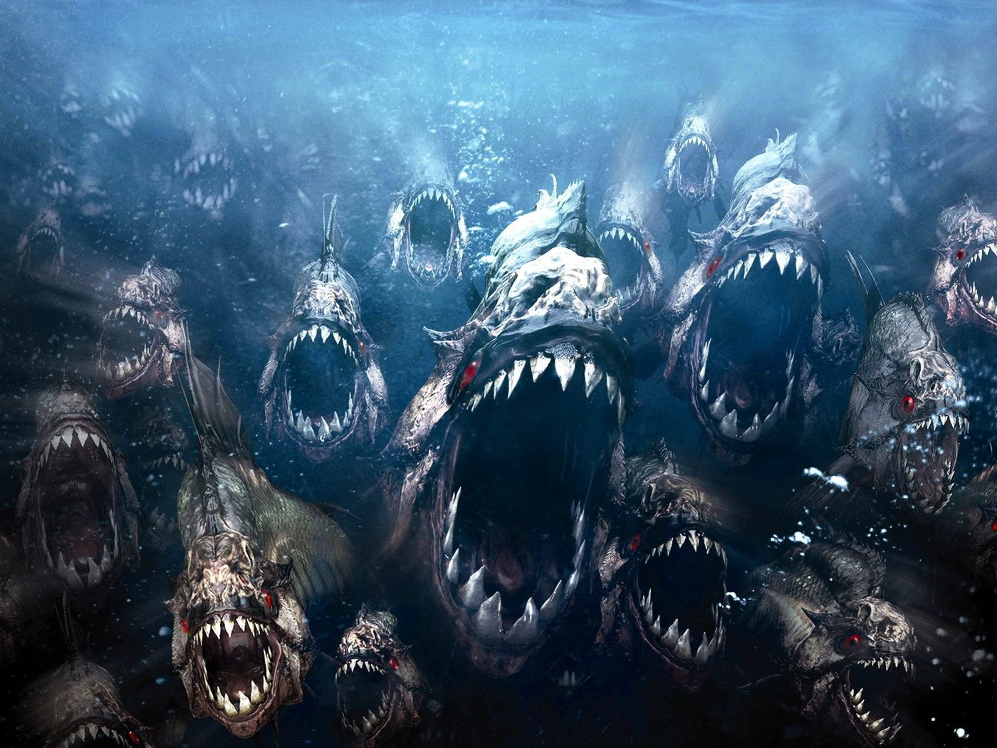 Обои рыбки, злые, пираньи, fish, evil, piranhas разрешение 1920x1200 Загрузить