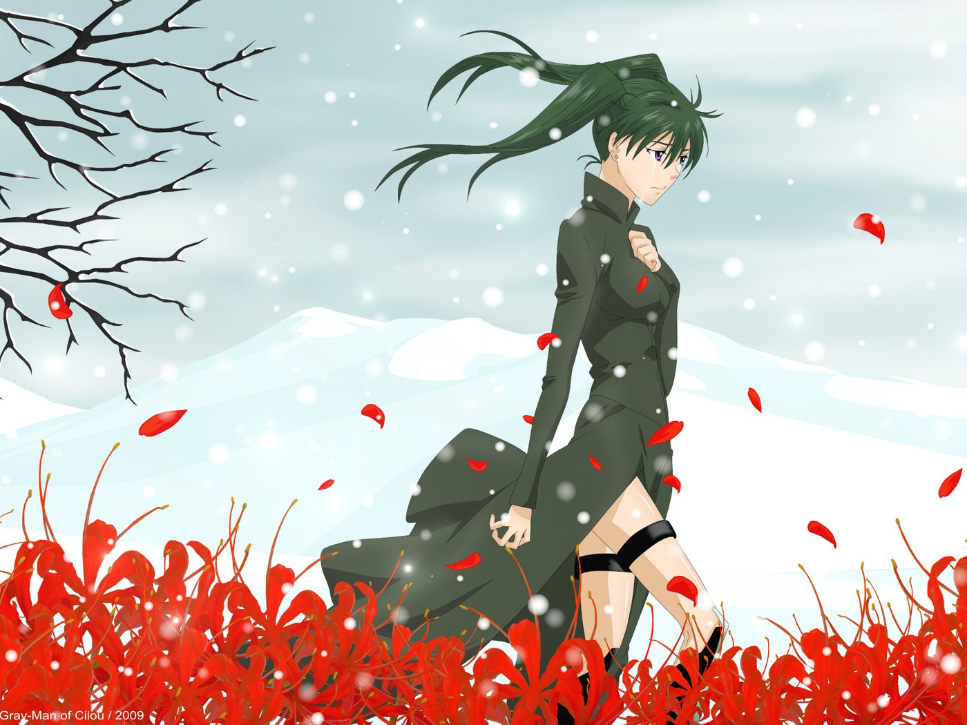 Обои цветы, поле, слезы, d.gray-man, lenalee lee, flowers, field, tears разрешение 2560x1600 Загрузить