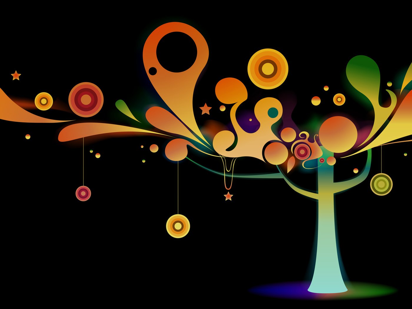 Обои дерево, украшения, вектор, круги, цветное, tree, decoration, vector, circles, color разрешение 2560x1600 Загрузить