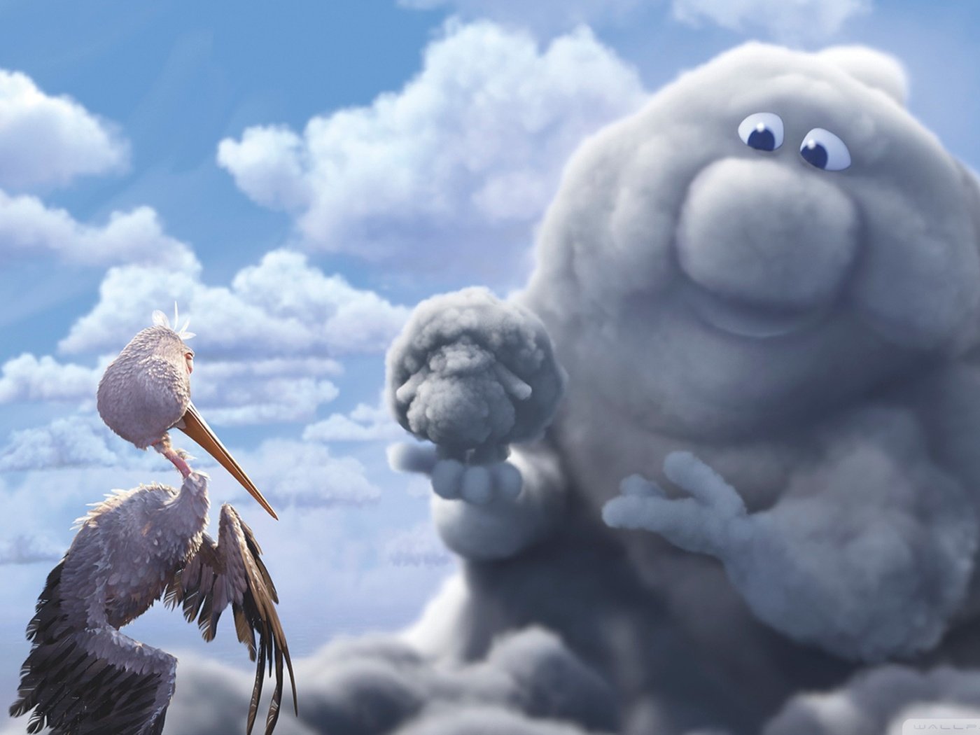 Обои облако, мультфильм, аист, partly cloudy, cloud, cartoon, stork разрешение 1920x1080 Загрузить